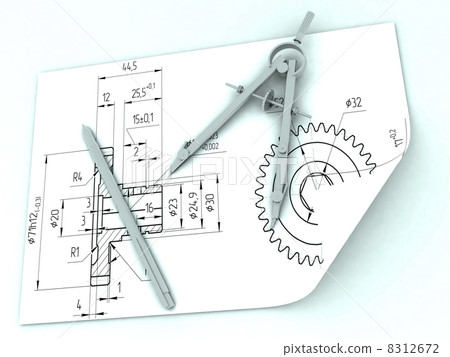 Compasses drawing and a pencil Compasses drawing and a pencil 8312672