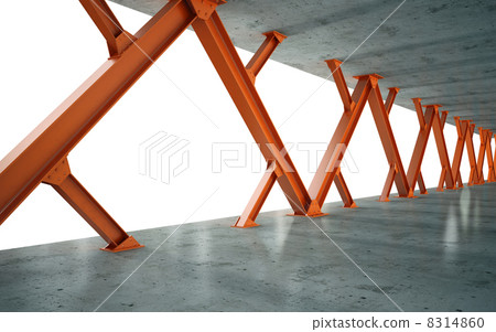 beams and concrete structure 3D rendering 8314860