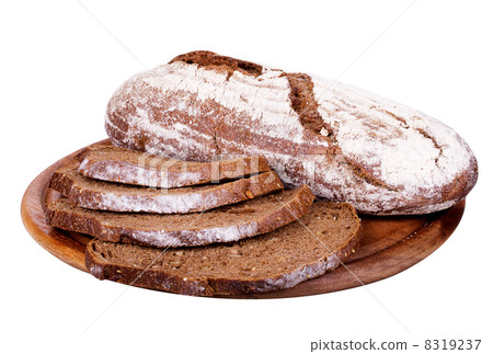 Bread on a wooden tray isolated Bread on a wooden tray isolated 8319237