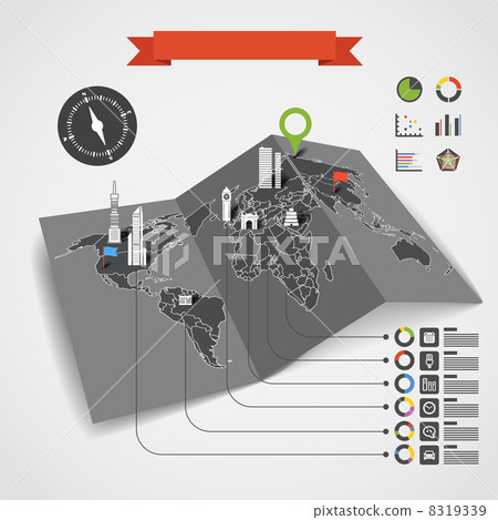 Analitic information on the Earth map. Infographic elements Analitic information on the Earth map. Infographic elements 8319339
