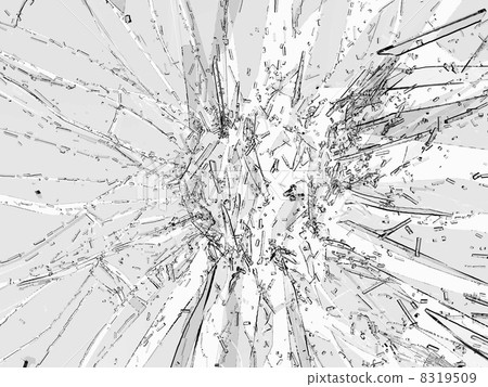 Pieces of broken or Shattered transparent glass 8319509
