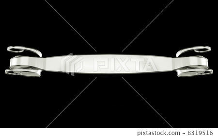 Metallic silver emblem or label with curles isolated Metallic silver emblem or label with curles isolated 8319516