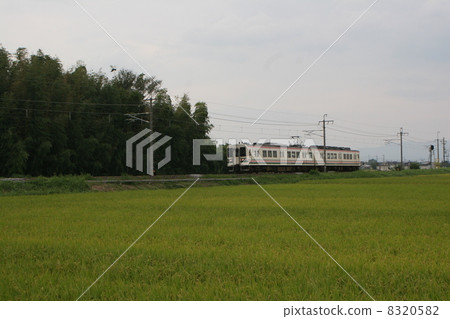 Two-cap line 107 train going through the countryside Two-cap line 107 train going through the countryside 8320582