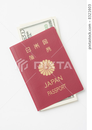 Passport and 50 dollar bill Passport and 50 dollar bill 8321603