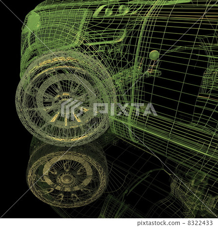 Car model on black background with reflection 8322433