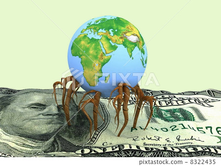 Globe germinated roots in a dollar 8322435