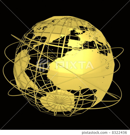 Gold globe art on the black background 8322436