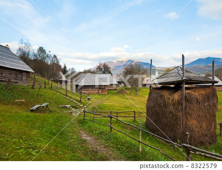 Autumn misty mountain village 8322579