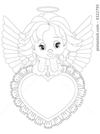 Little Angel Coloring Page Stock Illustration 8322795 Pixta