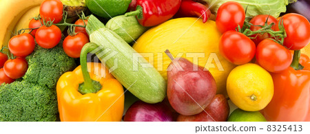 bright background of ripe fruit and vegetables bright background of ripe fruit and vegetables 8325413