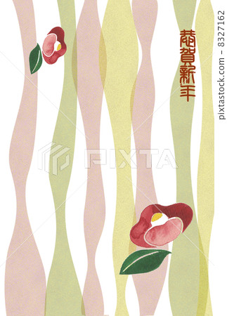Tsubaki hand-painted on New Year's card 8327162