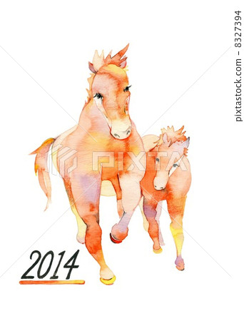 Horse parent and child, AD entering, surplus 8327394