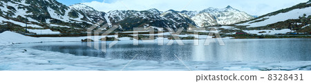 Alps mountain lake (spring panorama). 8328431