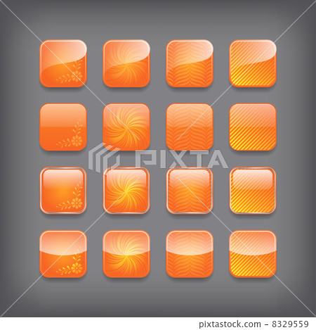 Set of blank orange buttons Set of blank orange buttons 8329559