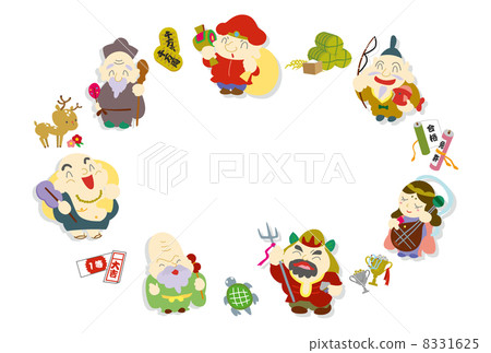 Seven Lucky Gods and Accessories New Year's Card Greet No Seven Lucky Gods and Accessories New Year's Card Greet No 8331625