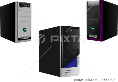 Three Realistic Case of Computer. Server. Workstation. Vector il 8332807