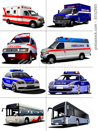 Set of municipal transport images. Vector illustration 8332993