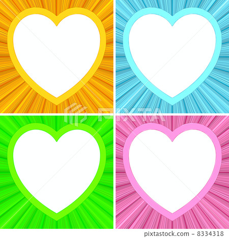 Set of blank heart shaped frames on colorful background 8334318