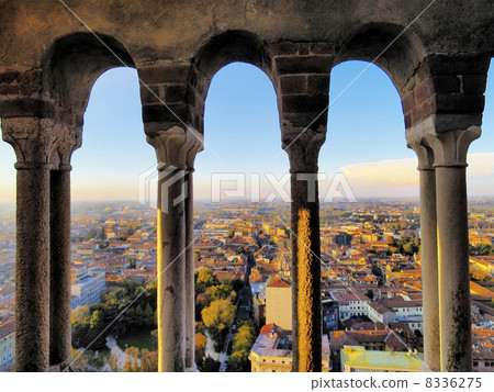 Cremona, view from cathedral tower, Lombardy, Italy 8336275