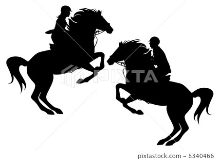 two horsemen detailed vector silhouettes - man and woman two horsemen detailed vector silhouettes - man and woman 8340466