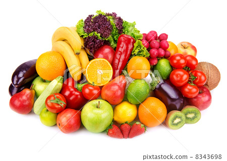 set of fruits and vegetables isolated on white background set of fruits and vegetables isolated on white background 8343698