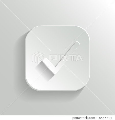 Check mark icon - vector white app button 8343897