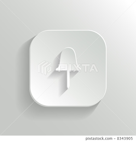 Paper push pin icon - vector white app button 8343905