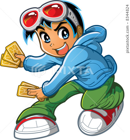Anime Manga Boy Playing Card Game 8344824