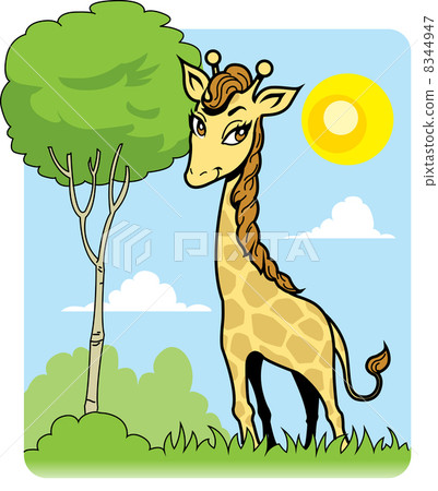Cute Giraffe and Tree 8344947