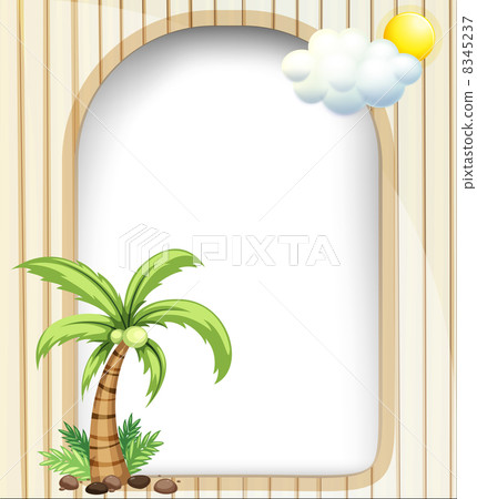 An empty template with a coconut tree 8345237