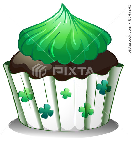 A chocolate cupcake with green toppings A chocolate cupcake with green toppings 8345243
