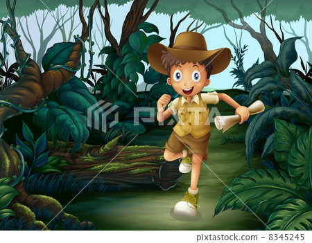 A young boy in the middle of the woods A young boy in the middle of the woods 8345245