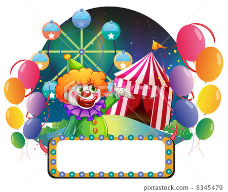 An empty signage in front of a funny clown - Stock Illustration ...
