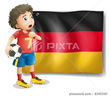 A soccer player in front of a flag 8345595