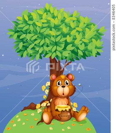 A bear holding a honey under a tree A bear holding a honey under a tree 8346405