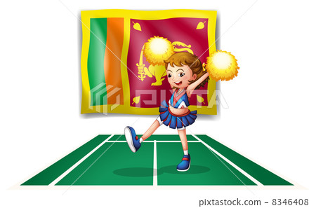 The flag of Sri Lanka and the cheerdancer with yellow pompoms The flag of Sri Lanka and the cheerdancer with yellow pompoms 8346408