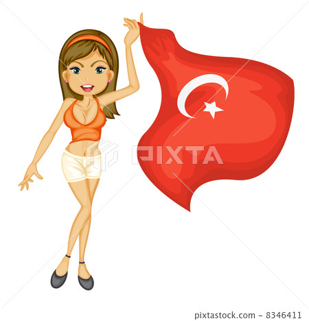 A smiling girl with a national flag of turkey A smiling girl with a national flag of turkey 8346411