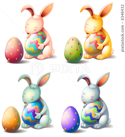 Four rabbits with easter eggs Four rabbits with easter eggs 8346432