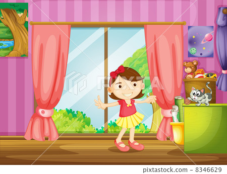 A girl and a cat inside the house A girl and a cat inside the house 8346629