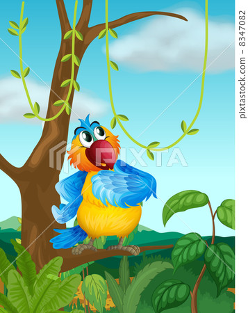 A branch of a tree with a colorful bird 8347082