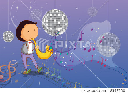A man playing the trumpet with disco lights A man playing the trumpet with disco lights 8347230