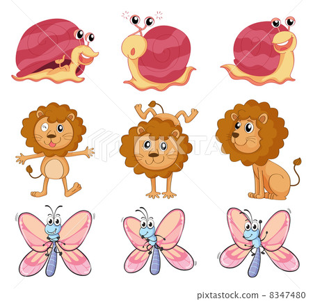 A lion, a snail and a butterfly 8347480