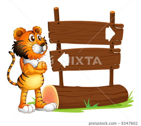 A wooden signboard with a tiger A wooden signboard with a tiger 8347602