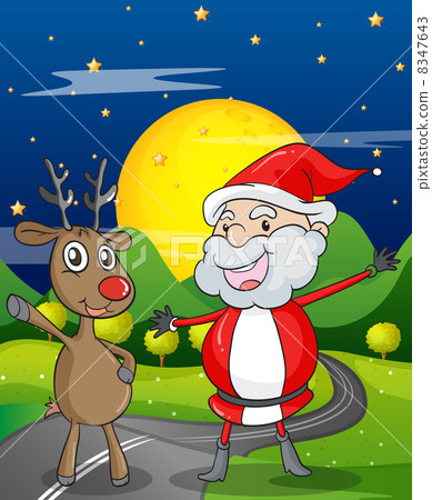 a santa claus and a reindeer a santa claus and a reindeer 8347643