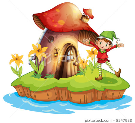 A dwarf outside a mushroom house 8347988