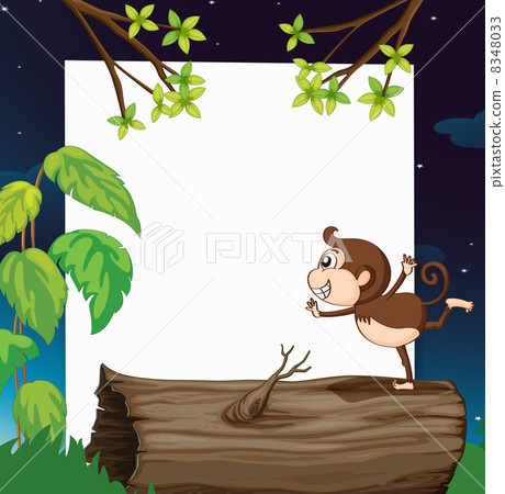 A monkey and white board in nature A monkey and white board in nature 8348033