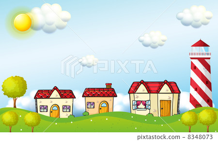 A village with a tower A village with a tower 8348073
