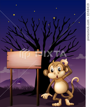 A signboard with a monkey A signboard with a monkey 8348419