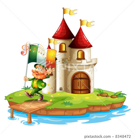 An old man singing holding the flag of Ireland An old man singing holding the flag of Ireland 8348472