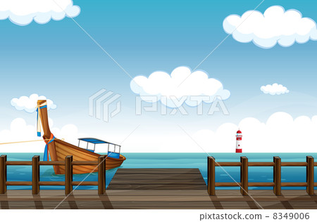 A docked boat and lighthouse 8349006